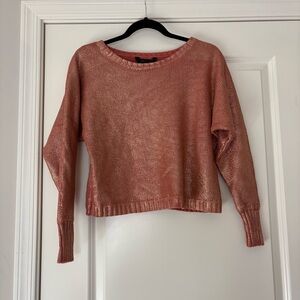 BCBGMaxAzria Women’s Metallic (Gold) Pink Long Sleeve Sweater